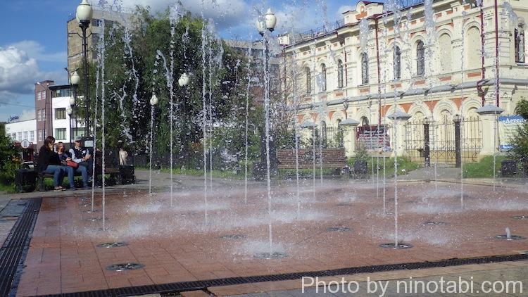 イルクーツク市内の一角にある噴水